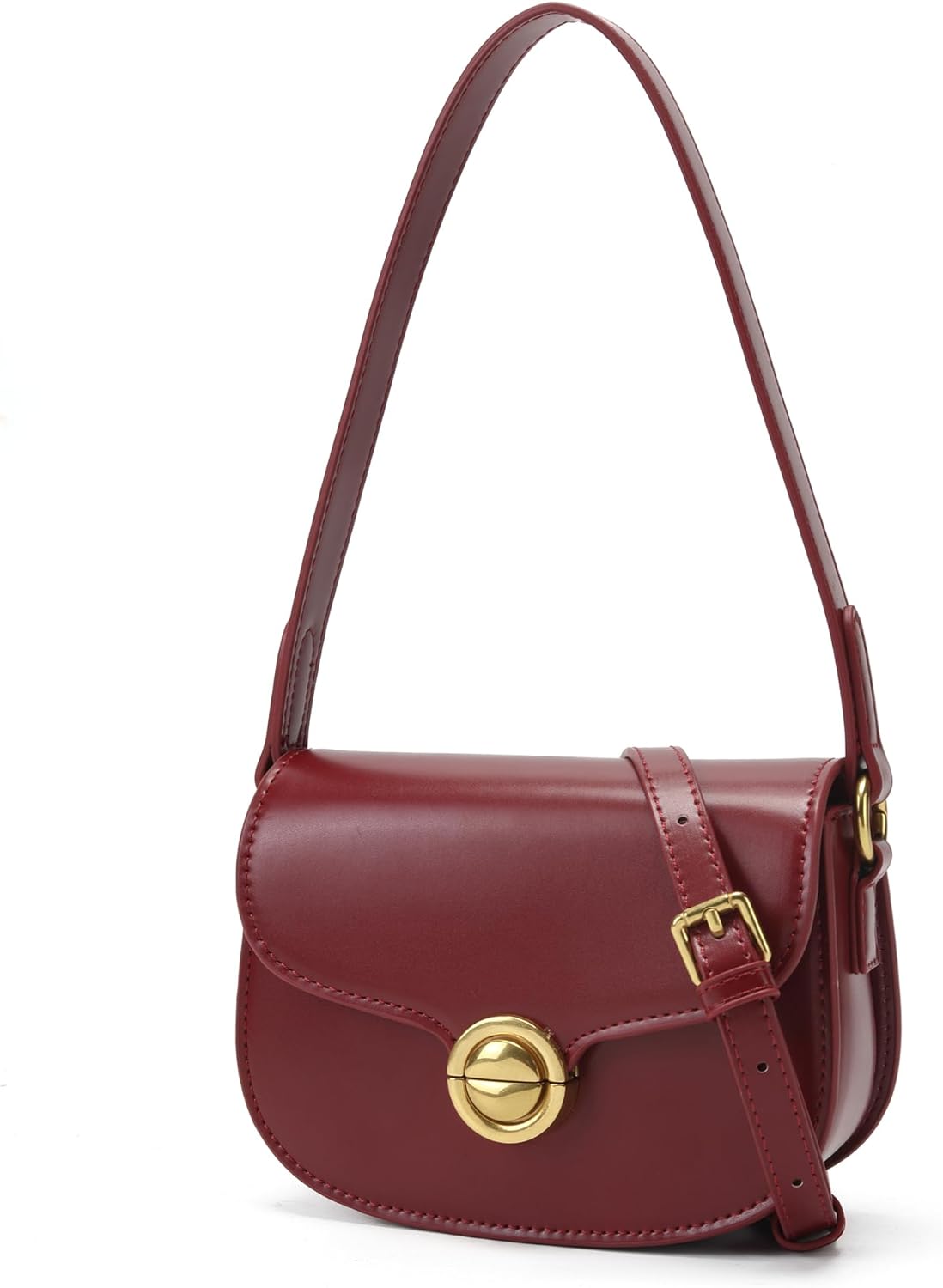 Women's small crossbody bag, vintage saddle-shaped shoulder bag, PU leather mini wallet with adjustable shoulder strap.