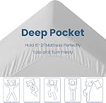 BaliChun Matelas Topper Twin Taille extra épais Matelas Pad 400TC Coton Top Cooling Soft Respirant Oreiller Top Matelas Housse 8-21" Deep Pocket Fitress Protecteur (39x75 Pouces blanches)