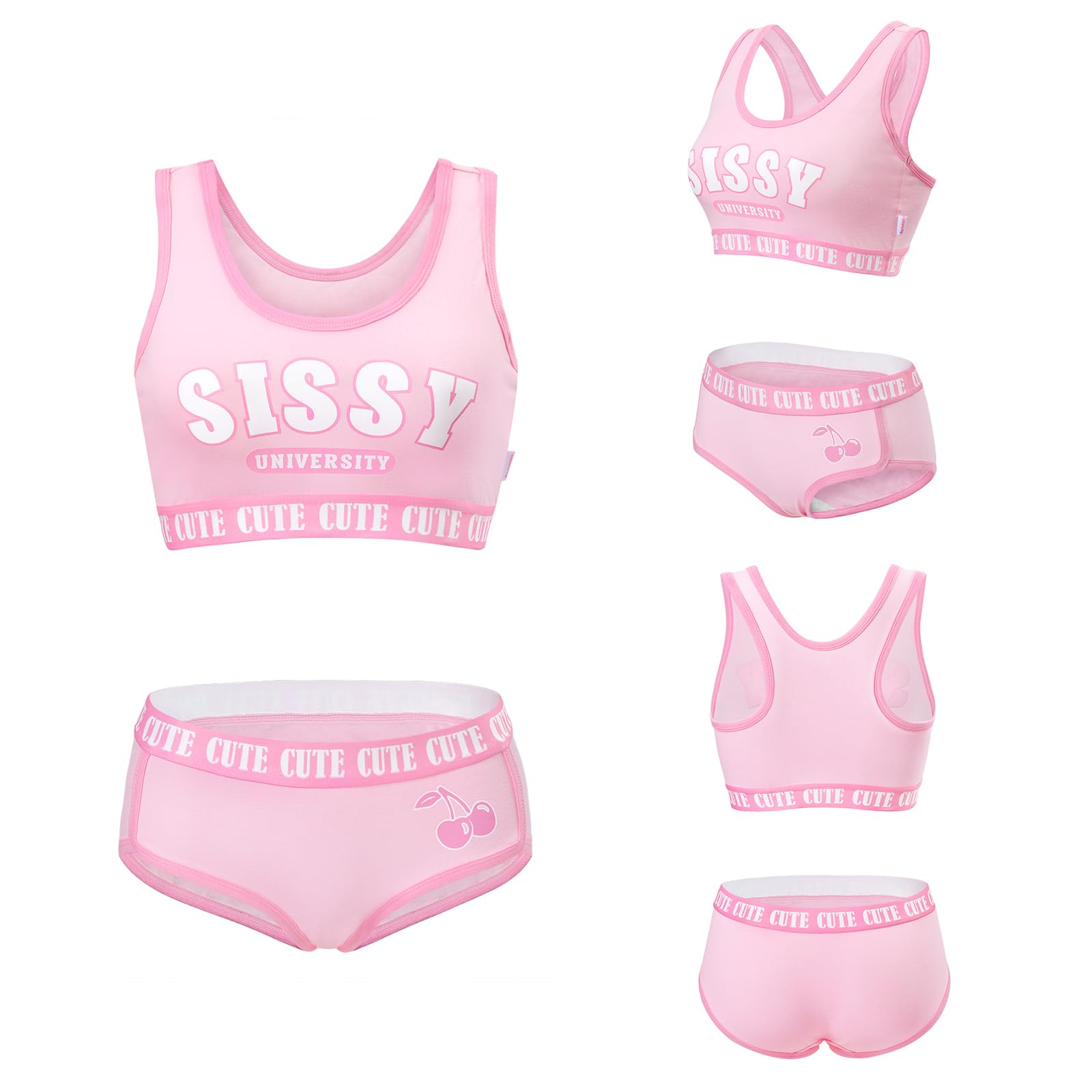 LittleForBig Unisex Baumwolle Camisole und Höschen Sport Loungewear Bralette Set – Sissy University Bralette Set