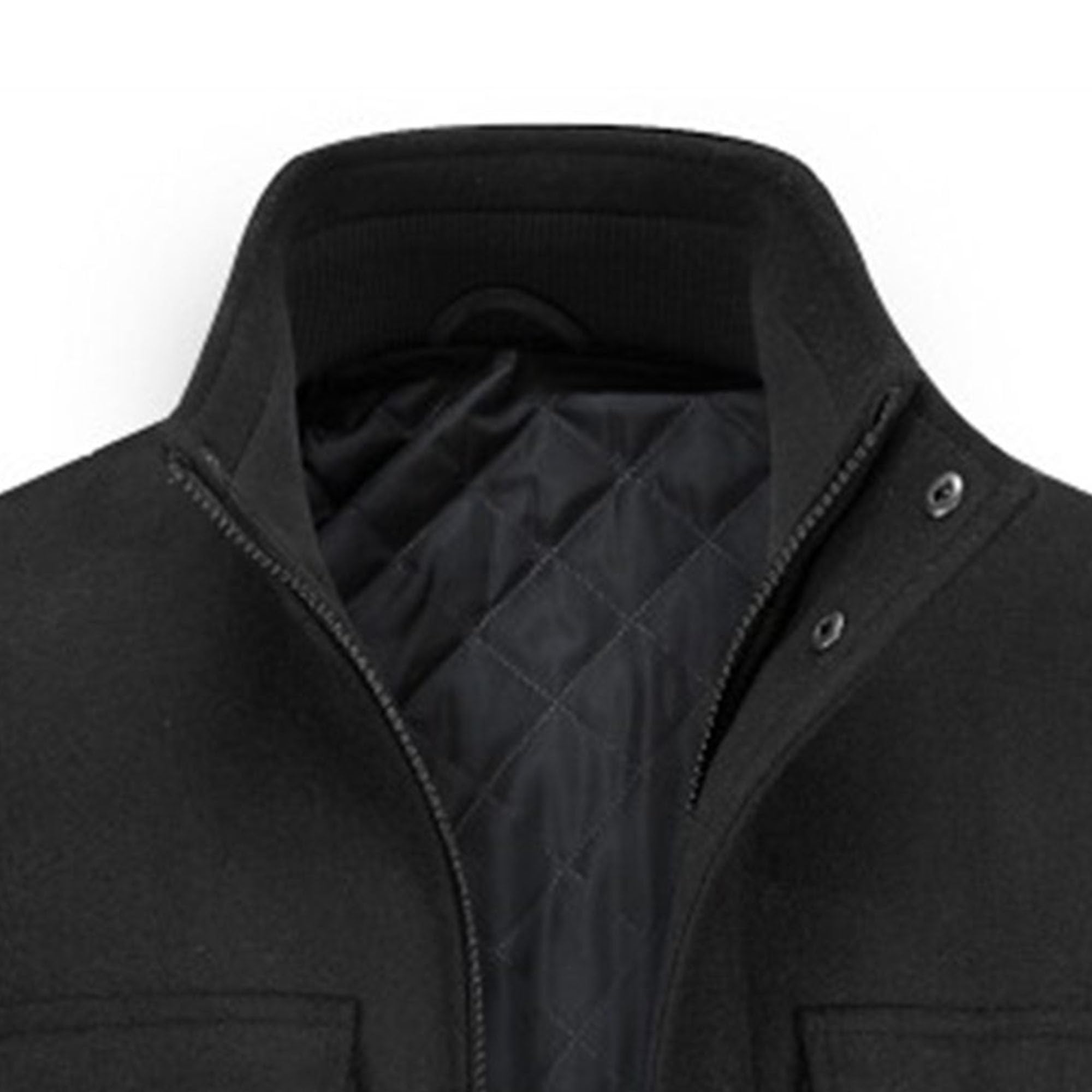 Cappotto da uomo d'affari con cerniera termica monopetto misto lana cappotto invernale classico pisello cappotti