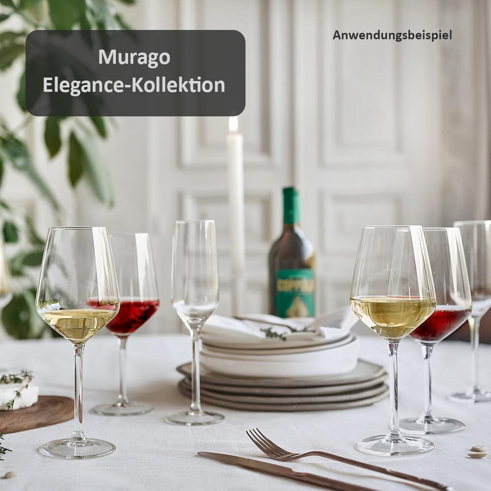 Murago - 24er Set Rotweingläser Elegance ca. 530 ml - Rotweinglas Weinglas Weingläser groß bauchig hochwertig für Wein 24 Stück spülmaschinenfeste Gläser für Rotwein Geschenk Wein Set