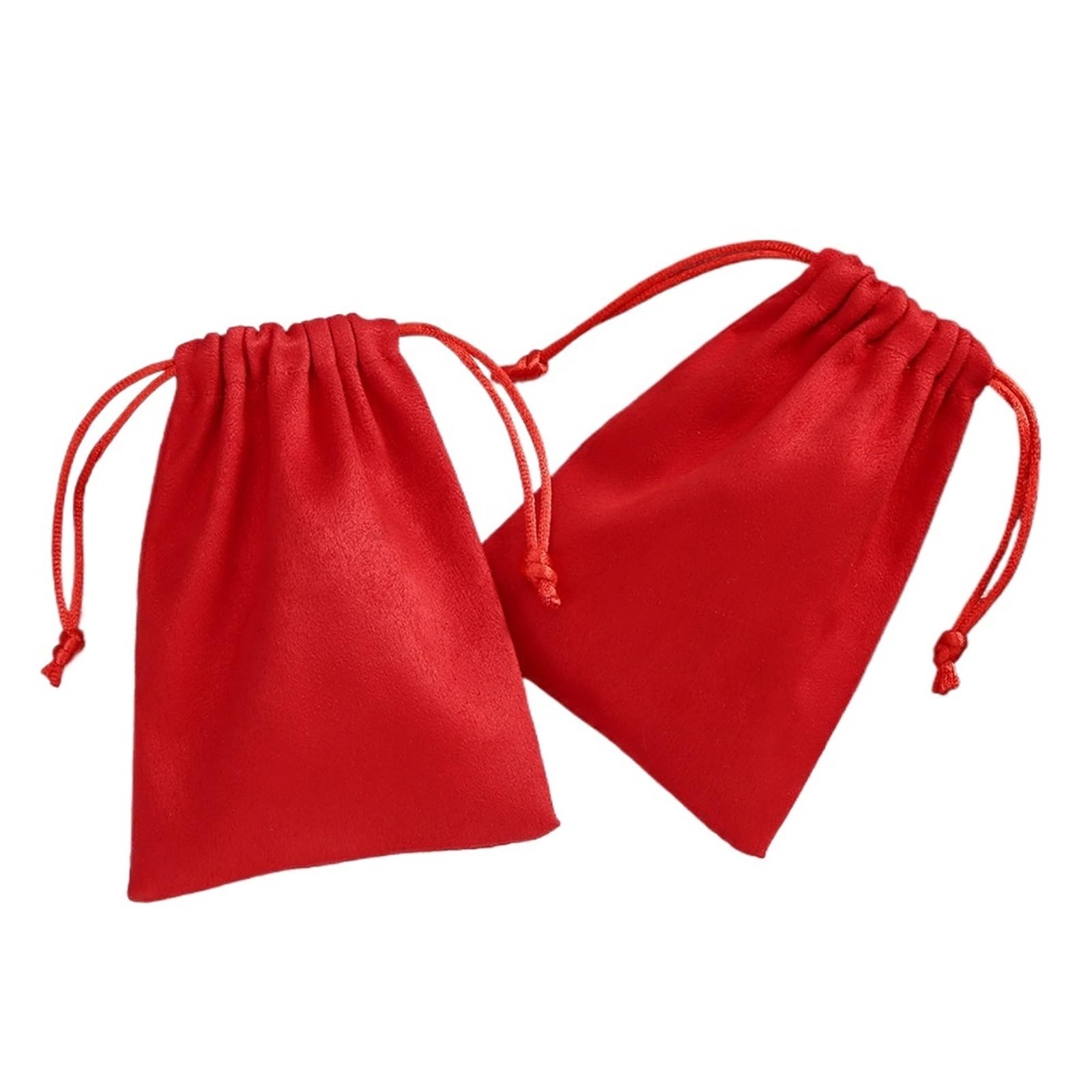 WEOKDFHA Jewelry Storage Bag 50pcs Flannel Jewelry Packaging Pouches Wedding Favor Bag Velvet Drawstring Pouch For Cosmetic Makeup(Red,5X7cm)