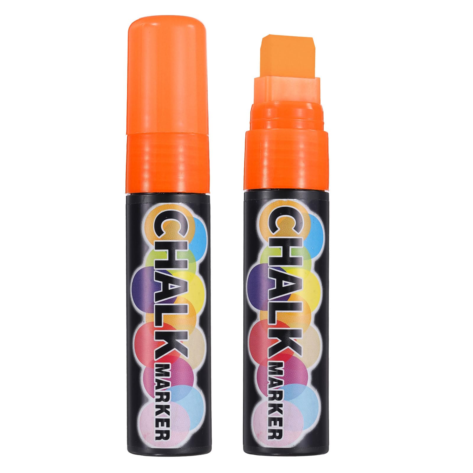 PATIKIL Liquid Chalk Markers 15mm, 2 Pcs Chalkboard Markers, Dry Erase Chalk Pens with Erasable Wide Fine Tip Wet Erase for Chalkboard Windows Blackboard Car Mirror Glass, Orange