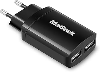 MaGeek Caricatore da Muro con 2 Porte 12W 2 4A con UniCharge per iPhone XS Max X 8 7 6 Samsung Galaxy S9 S8 S7 S7 Edge e Altri Dispositivi Alimentati da USB Nero