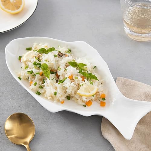 Miniatura 3 de Kichvoe Frutero de cerámica para pavo, plato de sushi, plato de pescado, plato de cerámica para servir, platos decorativos para restaurantes y hogar