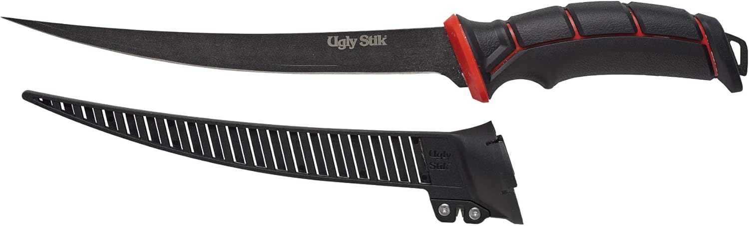 Ugly Stik Ugly Tools 9 Inch Flex Knife for Fishing, Fishing Fillet Knife for Anglers, Sharp Trailing Point Serrated Stainless Steel Blade, Non-Slip Grip Handle,Black