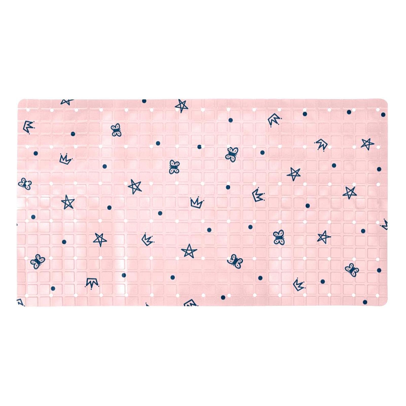 Tapis de bain antidérapant rose couronne tapis de douche pour assise seniors