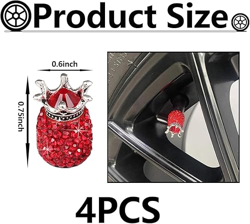 Miniatura 2 de 4 tapas de vástago de válvula de neumático de automóvil, hechas a mano, cubiertas de goma con diamantes de imitación, atractivos accesorios