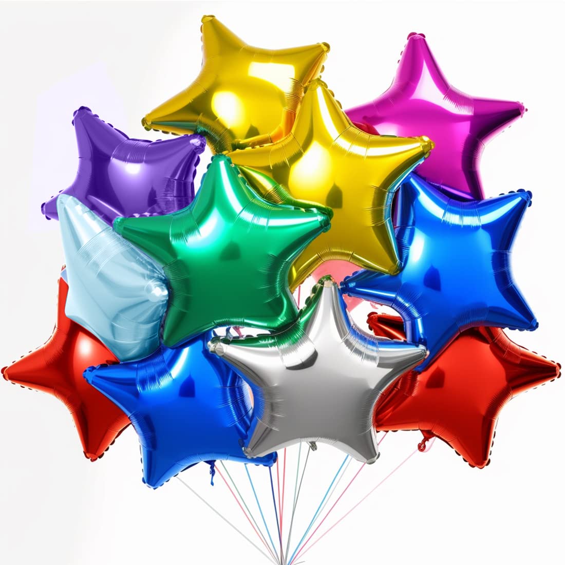 Stern Folienballons Bunt 24 Stück，Sternluftballons Heliumballon ​Folienballon, Bunt Deko Stern Luftballons, Silvester Party，Hochzeitsdeko, Geburtstagsdeko oder Valentinstag（8 Farben）