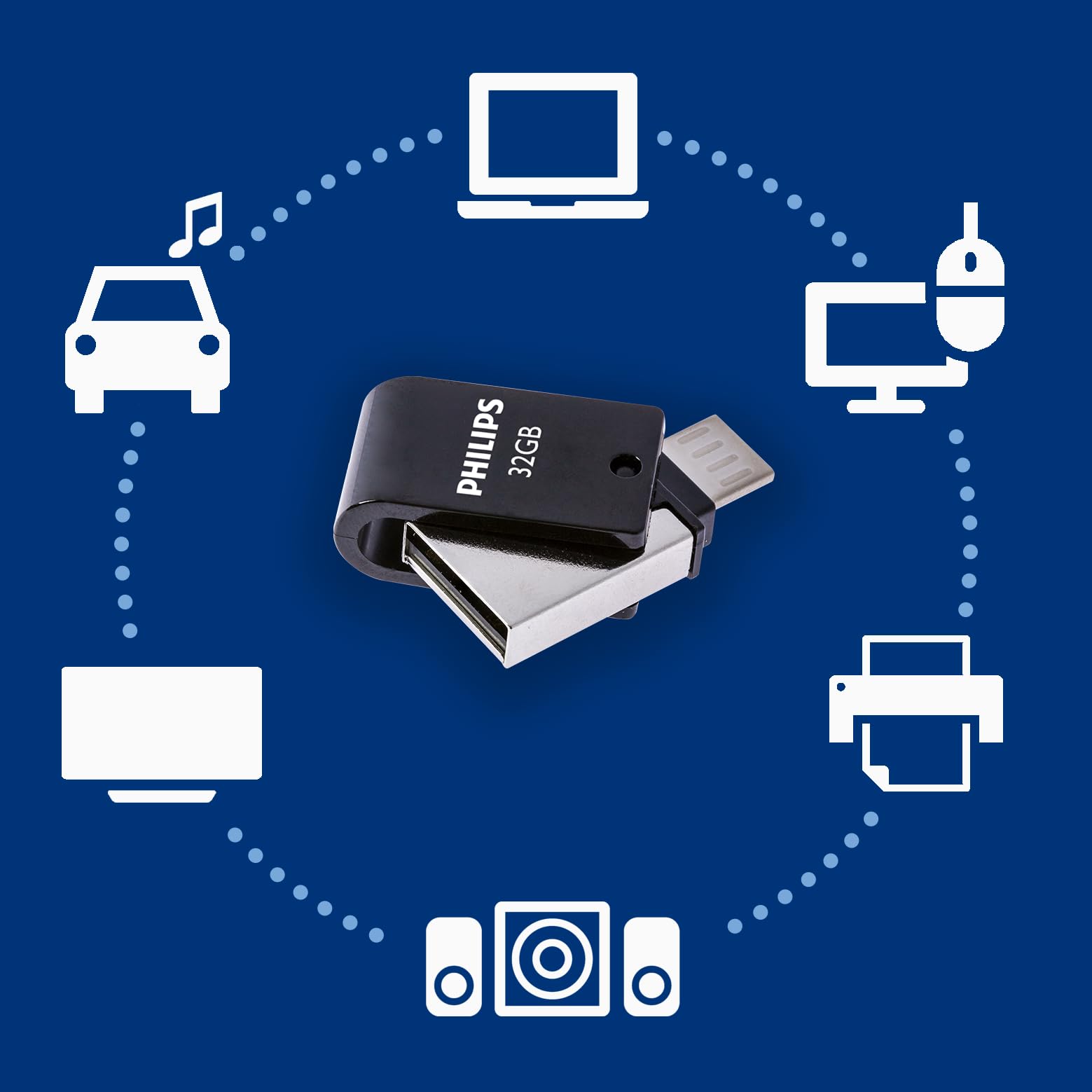 Chiavetta USB Philips 2-in-1 OTG 32 GB - USB-C E USB-A 3.1, Velocità Lettura 180 MB/s, Per PC E Smartphone