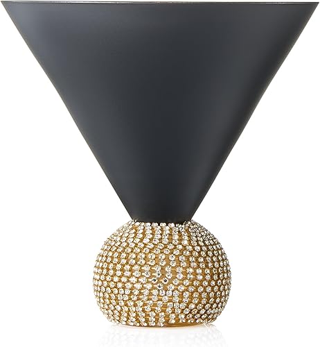 Miniatura 5 de Juego de 2 copas de Martini y cóctel con tachuelas de diamantes, base de bola de cristal sin tallo, 10.5 onzas, cristal de estilo brillante, hermoso