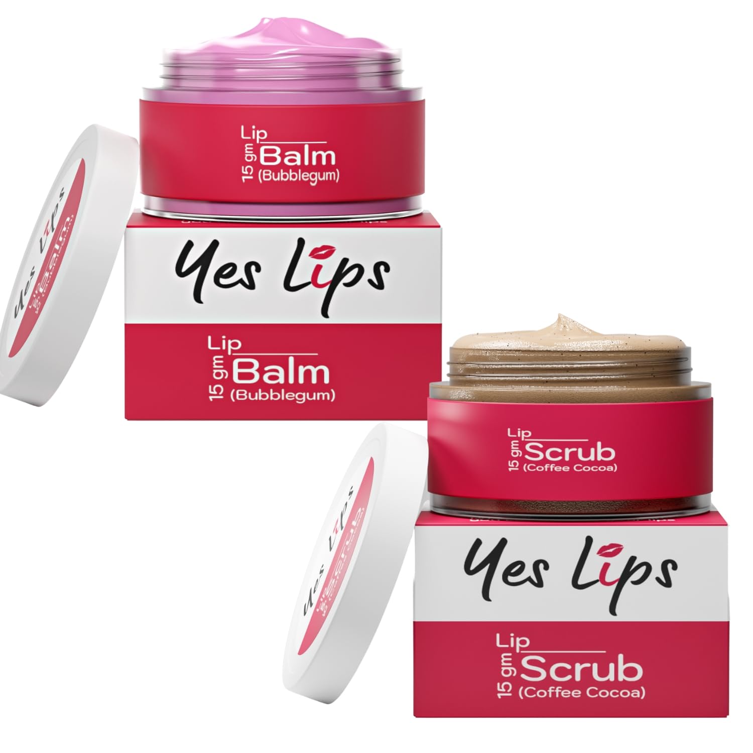 Yes Lips Bubblegum Lip Balm & Coffee Cocoa Lip Scrub Combo (15 gm+ 15 gm)