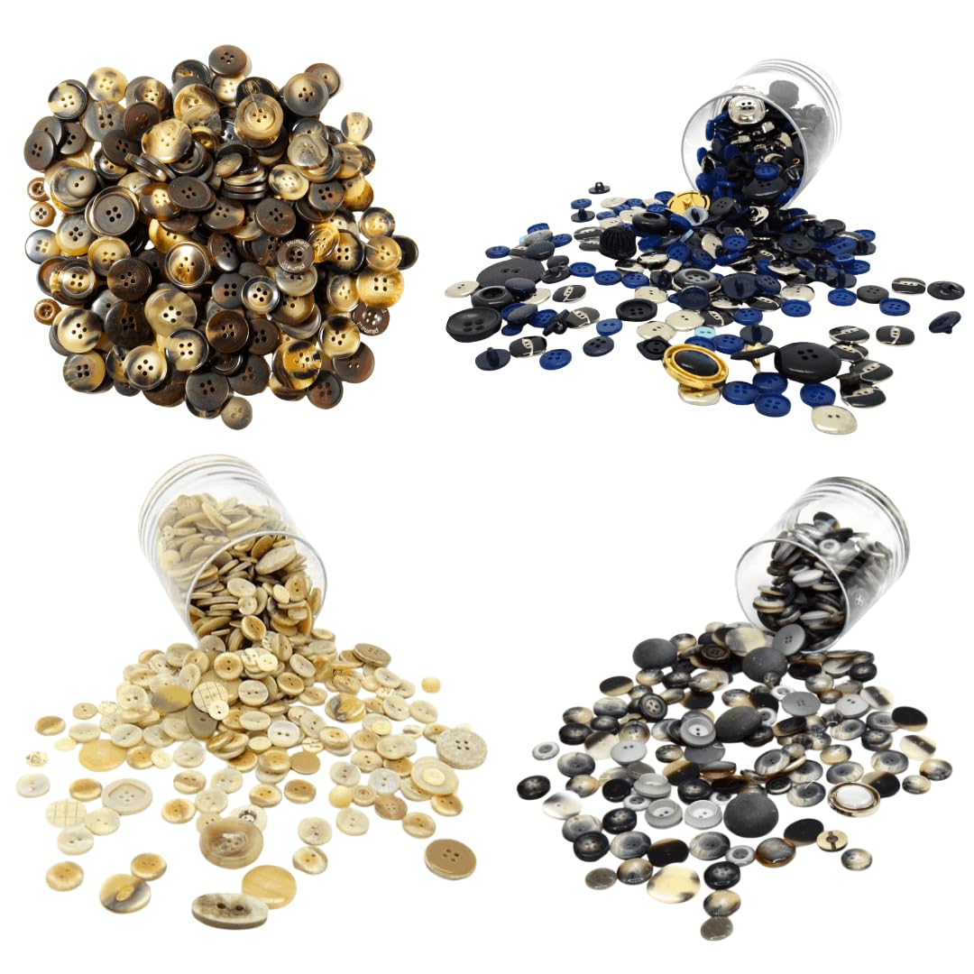 Trimz Buttons Rustic Roots Pack – Brown, Natural, Navy, Grey Earth‑Tone Button Set