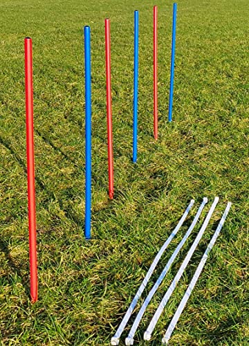 Wuzzmann Agility - Slalom - AUSBILDUNGSSET MIT 4 SLALOMBÖGEN/TRAININGSBÖGEN + 6 SLALOMSTANGEN ROT/BLAU