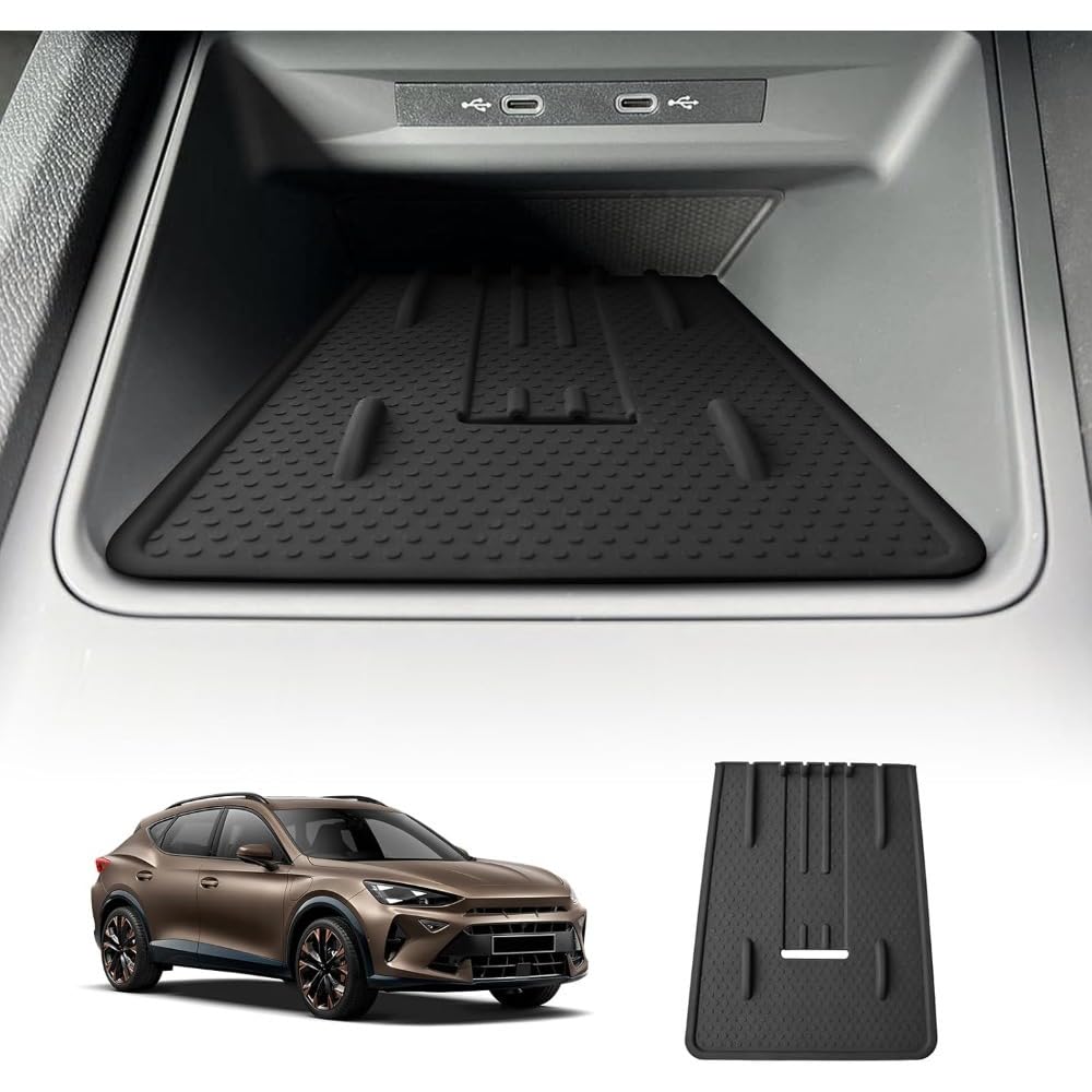 Mauxpiao A Fit For Seat Leon, Cupr Leon, Cupr Formentor 2025-2027 Silicone Centre Console Non-Slip Mat, Wireless Charging Pad Protector, Smartphone Storage Tray Nti-Slip Insert, Interior Ccessories
