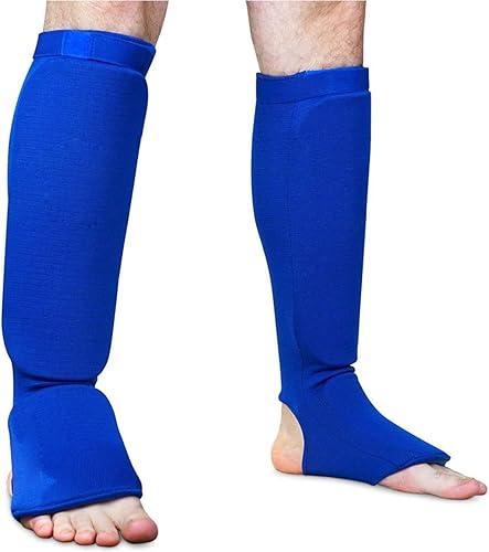 Taekwondo Cloth Calf Shin Instep Protector Guards, Boxing Martial Arts MMA Training Foot Protective Gear for Men Women Kids Sparring Muay Thi