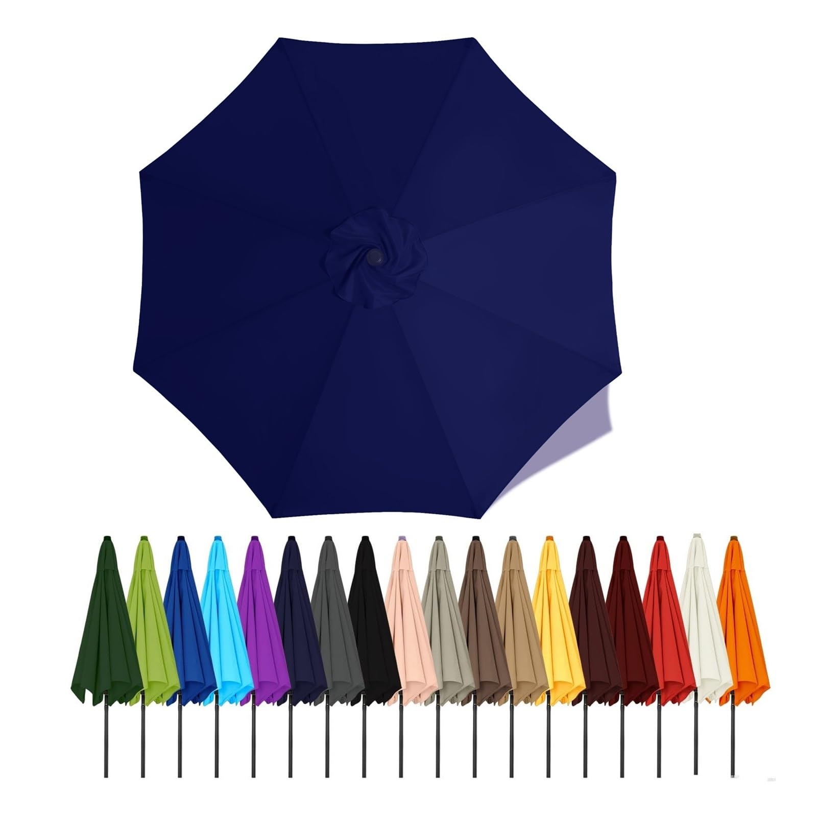 Duchunsheng Replacement Canopies Parasols 6 Rib/8 Arms Blue Gray Green White Umbrella Canopy 2 2.5 2.7 3 4M Waterproof Anti-UV Sun Umbrella Parasol Cover Outdoor Patio Garden(Dark blue,2.5m - 6Ribs)