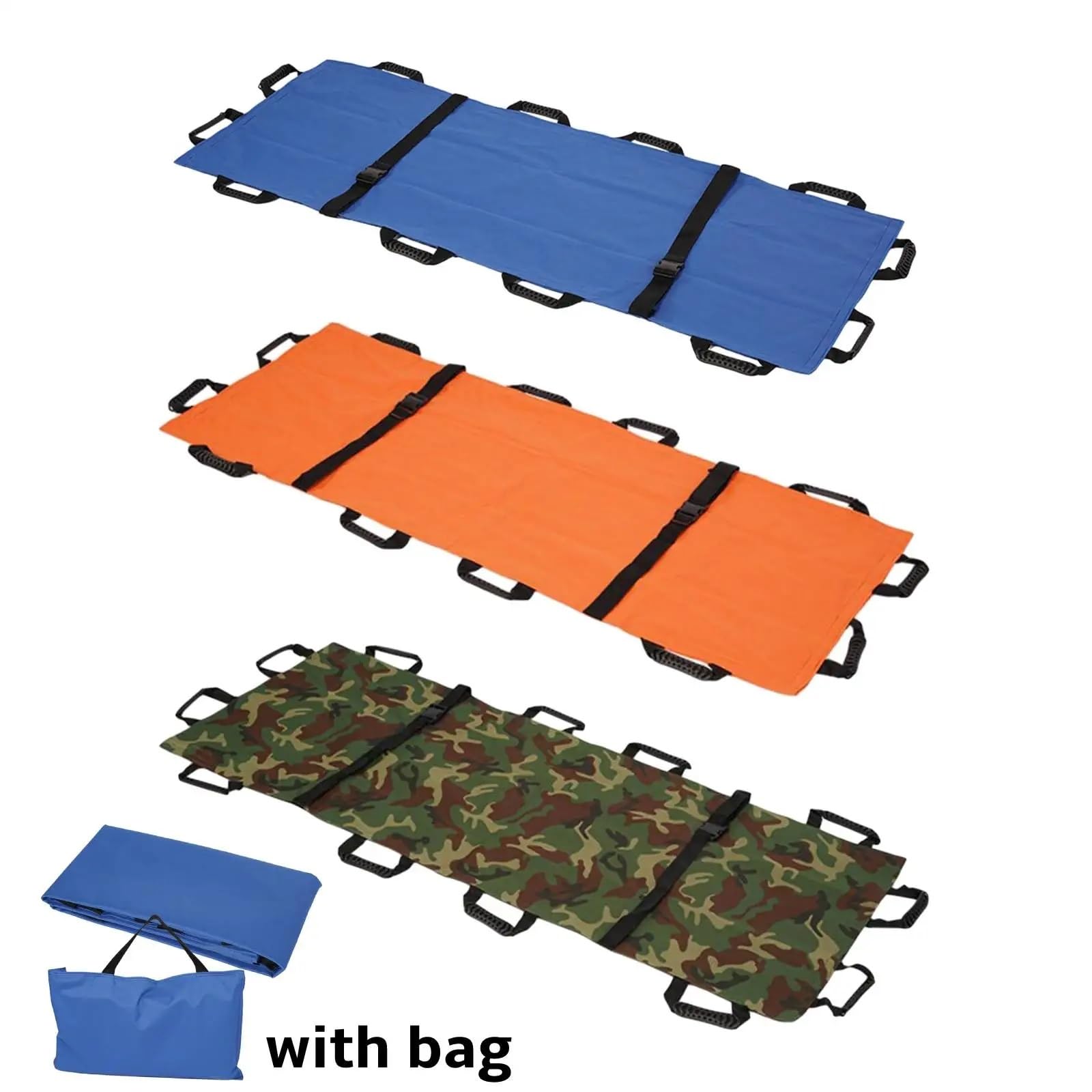 Brancard Portable Civière souple pliable avec 12 poignées en nylon, civière portable for les patients, for la maison, lieux sportifs, aides familiales et urgences(Black 02)
