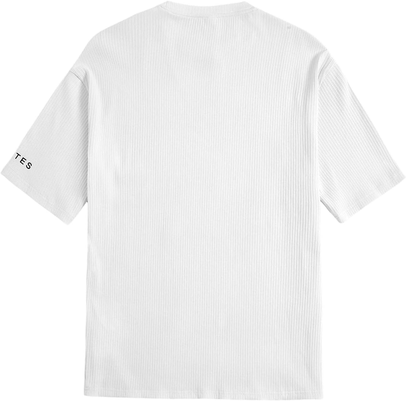 Verdusa Oversized Tshirts for Men Drop Shoulder Summer Baggy Cropped Tops Fashion Streetwear T Shirts