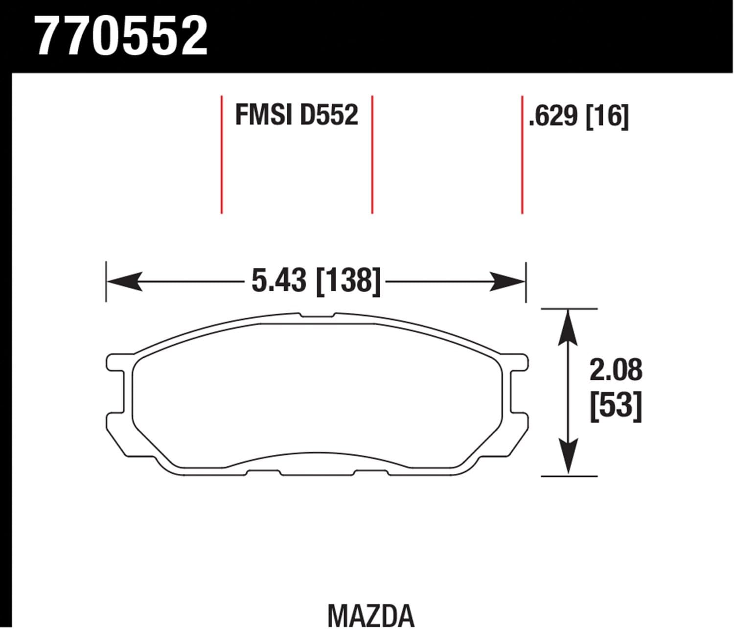 Hawk Performance 770552 FMSI D552 OES Premium Ceramic Disc Brake Pad