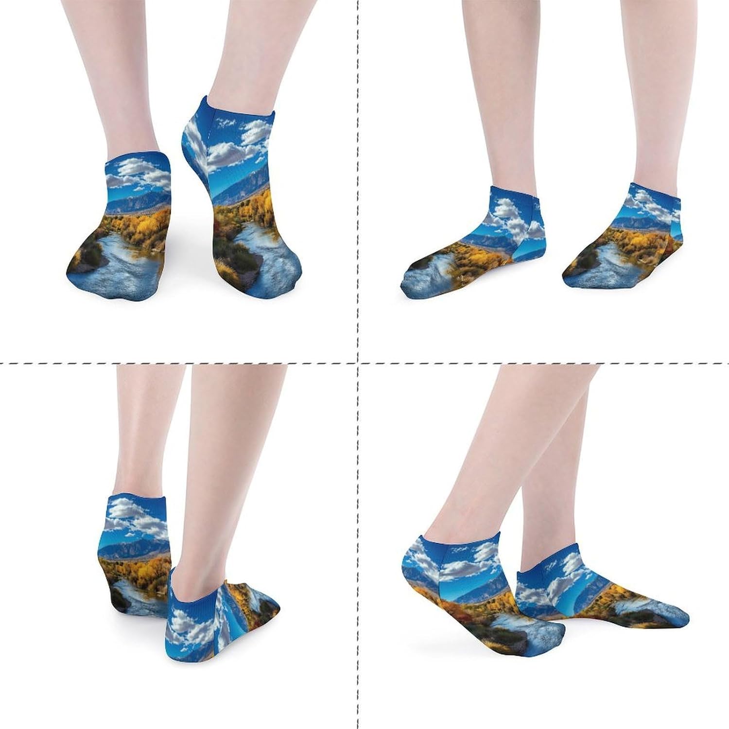 New Mexico Mountain Prints Ankle Socks for Men Women Low Cut Crew Sock Casual Sports Clothing