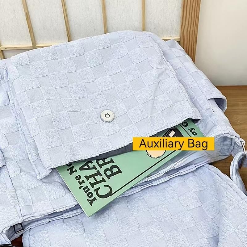 Vista 4 de Bolso bandolera clásico a cuadros para mujer, bolso cruzado vintage de lona, bolso kawaii, artículos esenciales de viaje