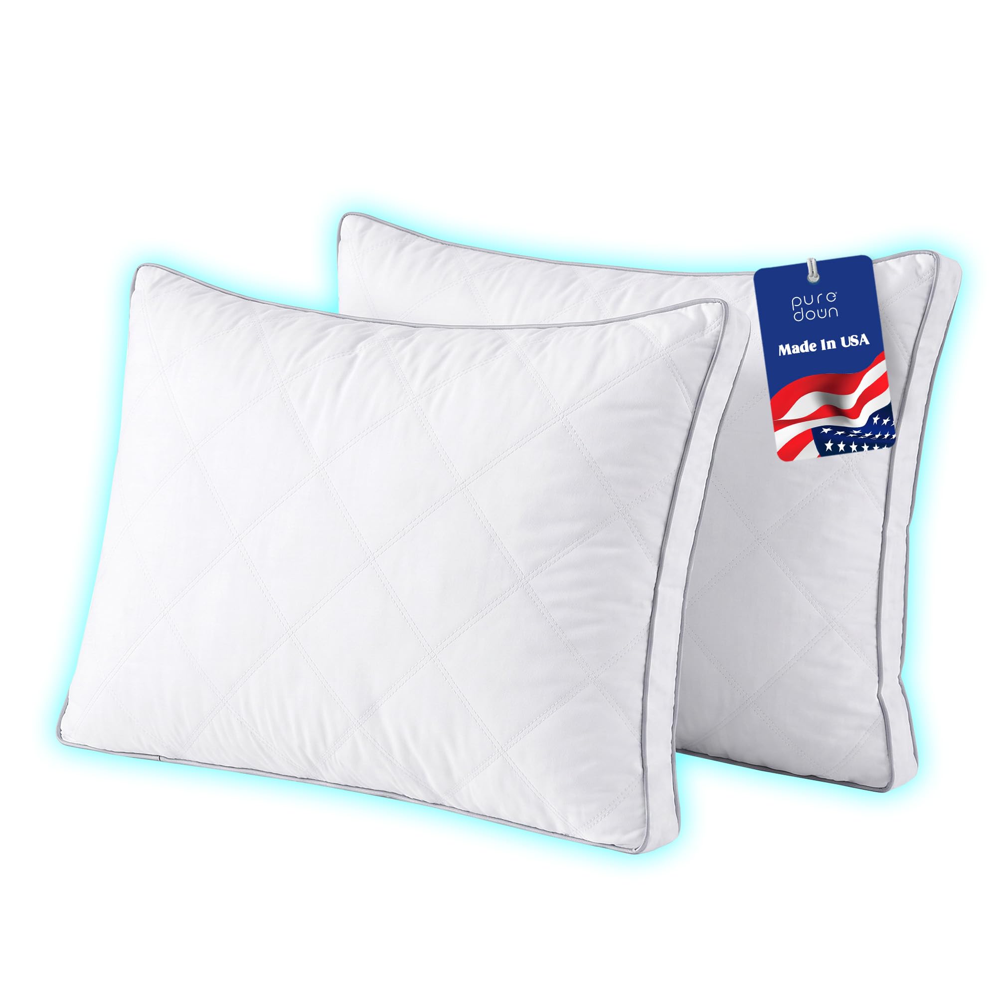 puredown Made in USA Goose Feathers and Down Gusseted Pillows (Set of 2)