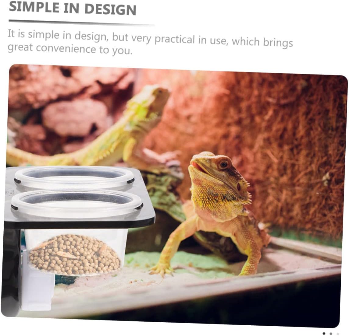 4sets Reptile Feeding Ledge with Cup Water Dispenser Feeding Station for Chameleon and Lizard and Easy to Clean Water Bowl for Reptile Tanks