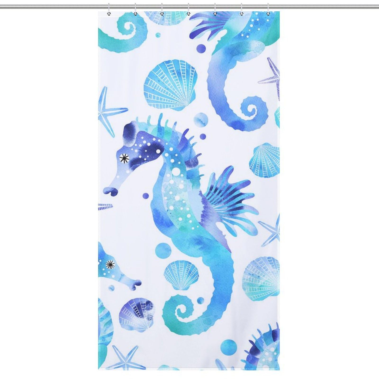 Rideau de douche marin pour salle de bain familiale avec motif hippocampe
