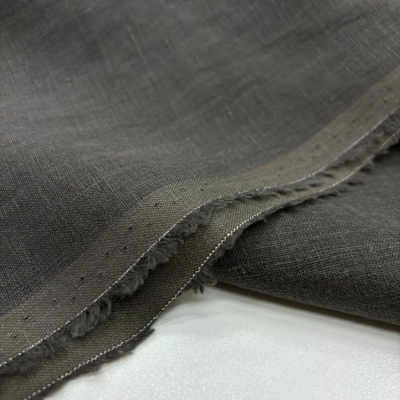 grey linen dress fabric Heathered Light Grey Medium Weight Stretch Linen Fabric, Raspberry Creek  Fabrics main image 0