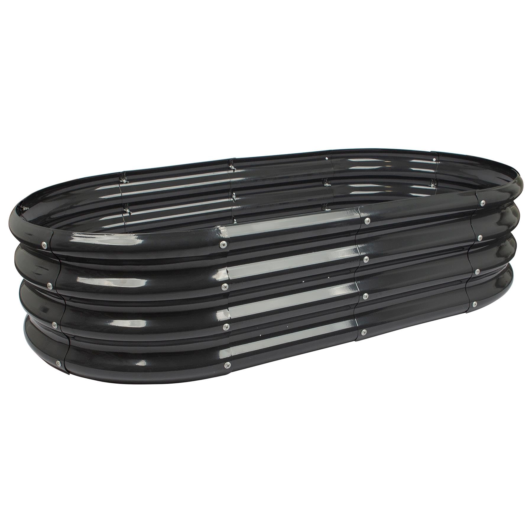 Harbour Housewares Raised Garden Bed - Anthracite - 120 x 60cm - Rounded - Bottomless Metal Raised Bed Galvanised Steel Planter Box for Growing Outdoor Plants, Vegetables, Flowers and Herbs