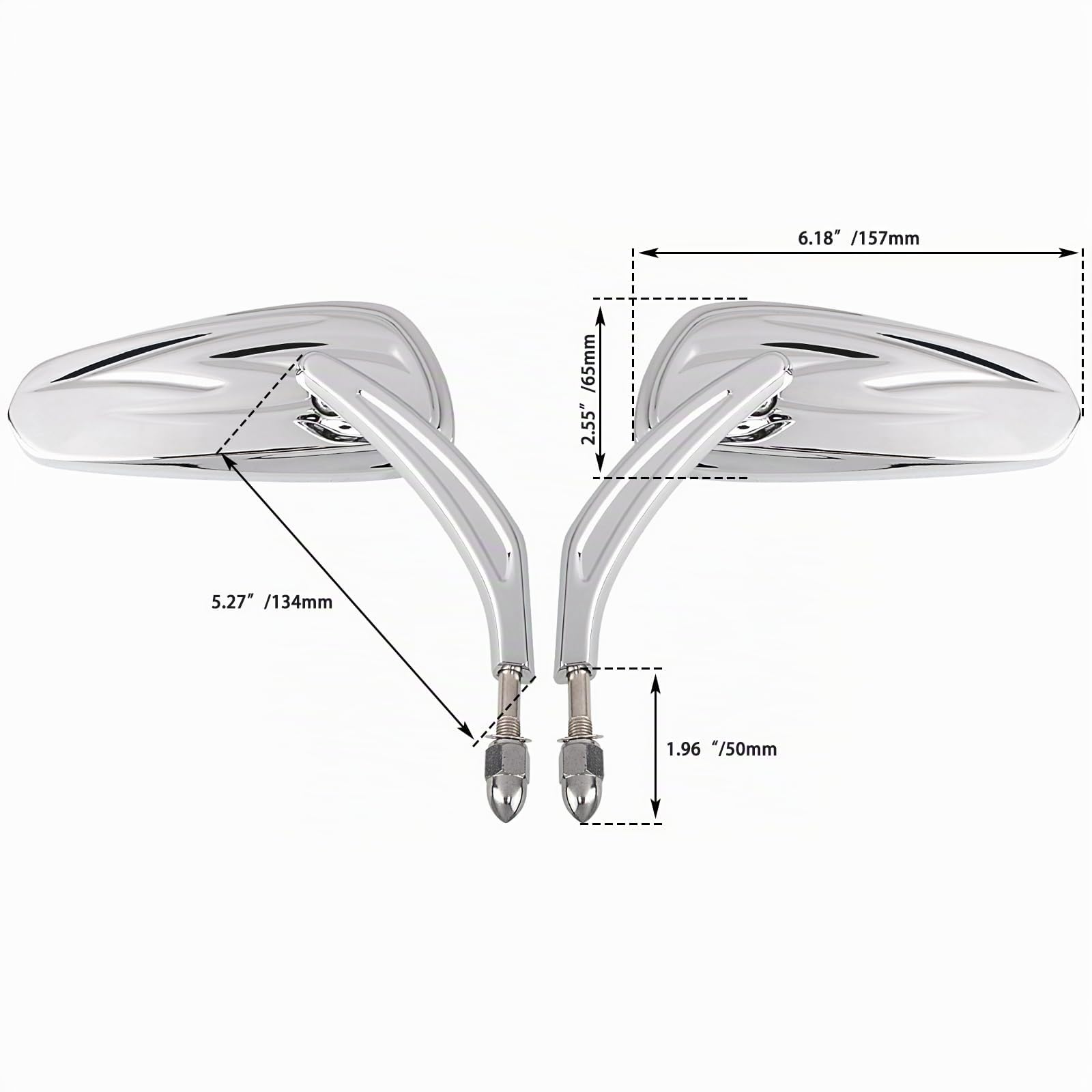 FOVPLUE Handlebar Mount Mirrors, Motorcycle Rearview mirrors for 1982-2024 Harley Models, for CVO Dyna Touring Electra Glide Road Glide Road King Softail Street Glide Sportster 1200 883, Chrome