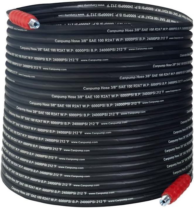 CANPUMP 3/8-in Black Double Wire-Braided Hose, 6000 psi, 50 ft