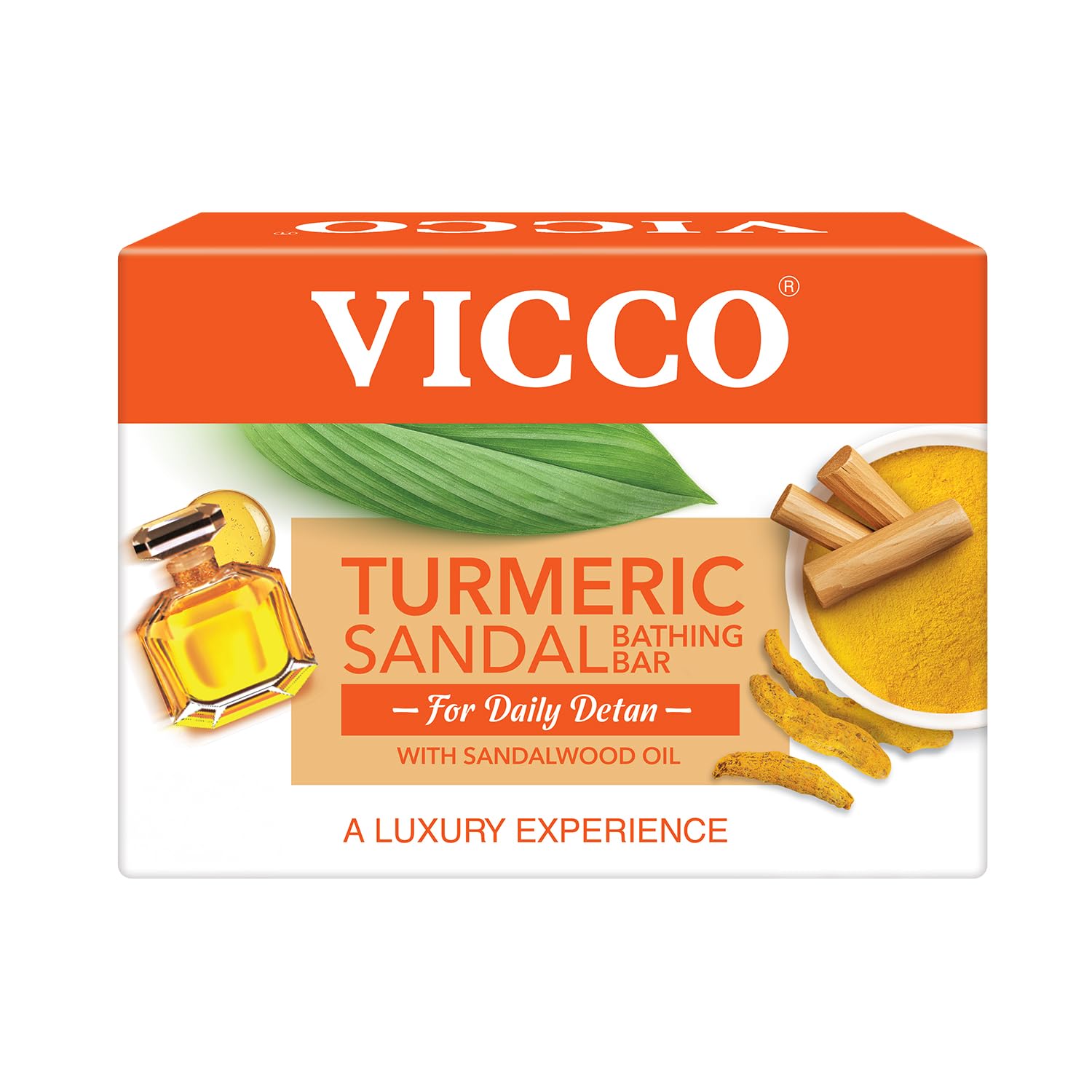 Vicco Turmeric Sandalwood Oil Bathing Bar | Bathing Soap for Sooothing, Moisturizing, Hydrating and Skin Brightening | Suitable for All Skin Types | Men and Women, 100 gm Each (Pack of 2) (200g)-image-2