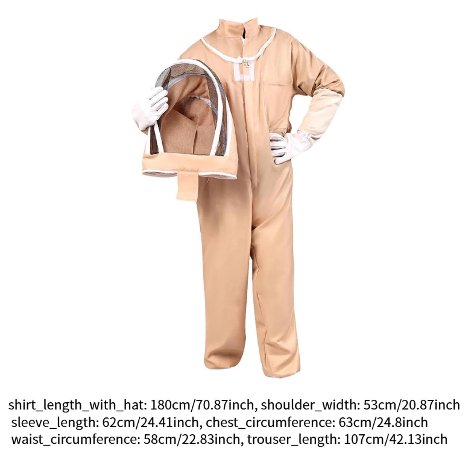 Oshhni Costume da Apicoltore con Guanti e Cappuccio ventilato, Tuta da Apicoltore in Cotone Traspirante, XL