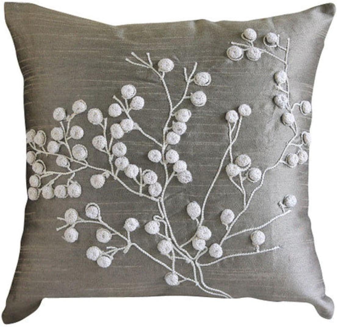The HomeCentric Pillow Cover, Grey Shams, Metallic Spikes Bordered Pillow Shams, Pack of 2, 24x24 inch (60x60 cm) Pillow Shams, Square Faux Leather Shams, Pillow Shams, Solid Easter - Silent Night