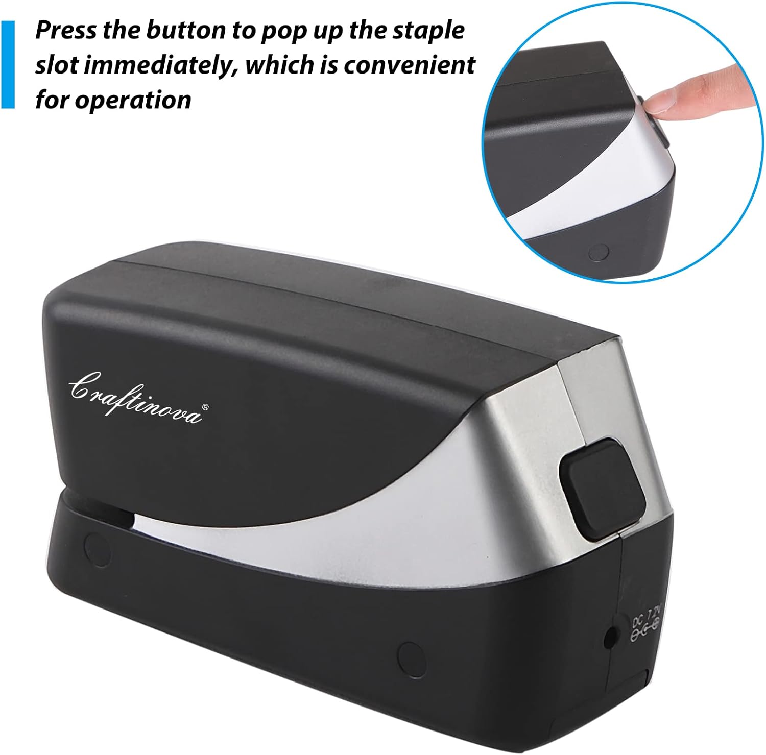Craftinova Electric Stapler, 25 Sheet Capacity,Including 2000 Staples ，Jam Free Stapler，Professional and Home Office Stapler，Battery not Included，AC or Battery Powered.（Black Silver） … : Office Products