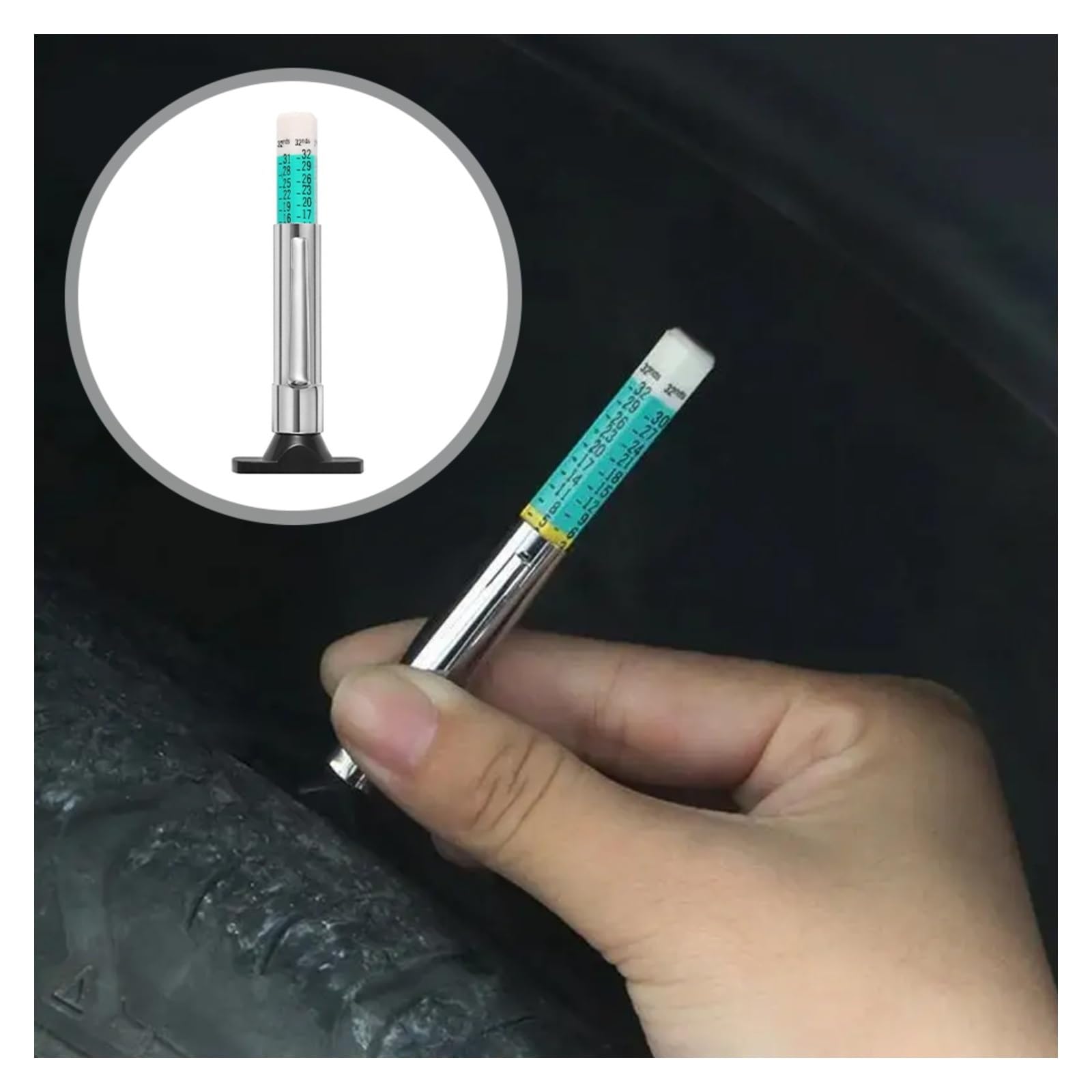 Medidor de profundidad Medidor de profundidad neumático coche, herramienta detección patrón espesor Digital, regla, pluma medidora, marca banda rodadura automática 25MM, 50 Uds,para coches(01)