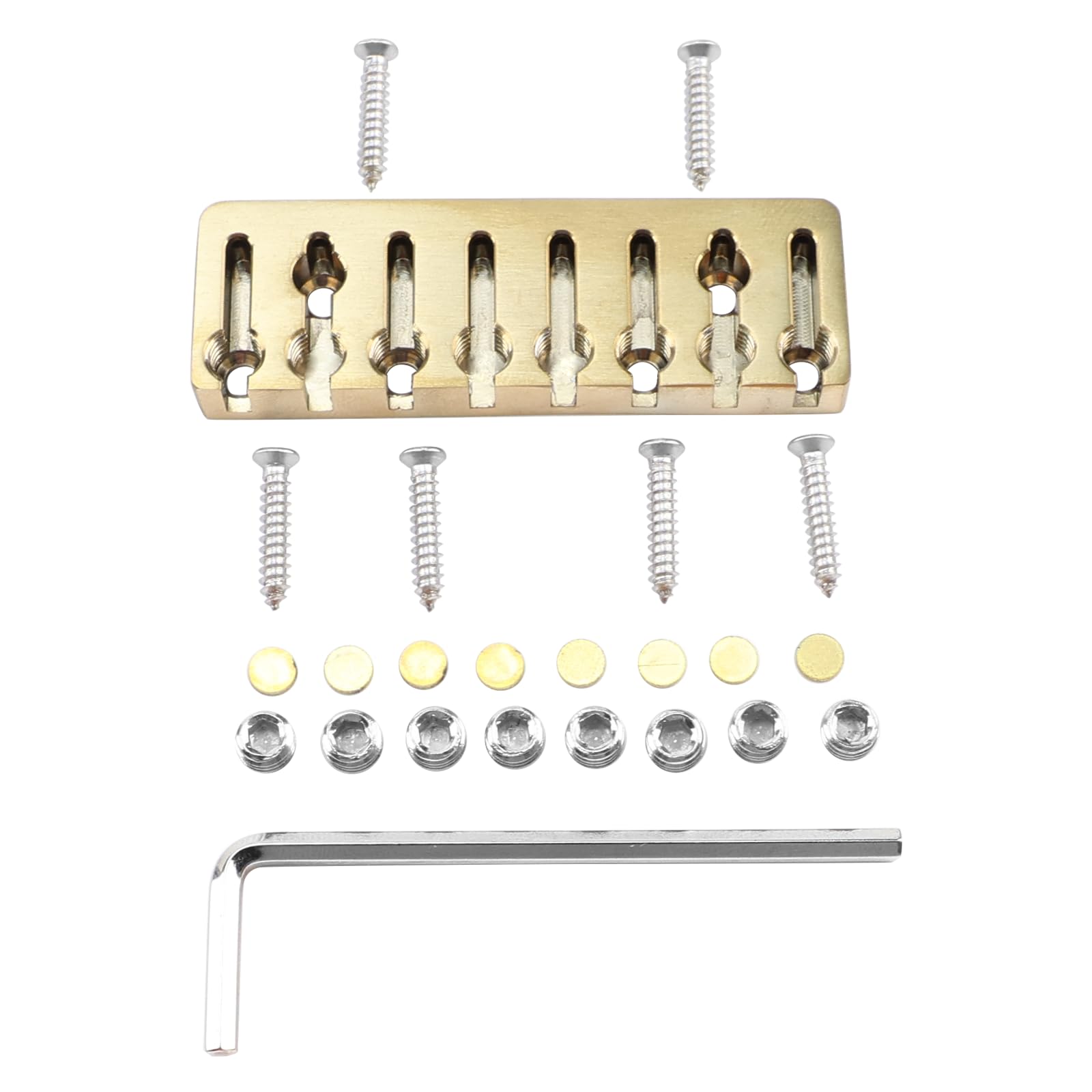 Dado di bloccaggio a 8 corde in lega di titanio per ponte chitarra senza testa in metallo per chitarra elettrica a 8 corde (vuoto oro 49 mm x 18 mm)