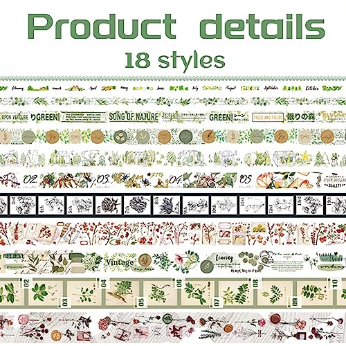 Kireida® 18 Rotoli Nastro Washi Vintage Set Fiore