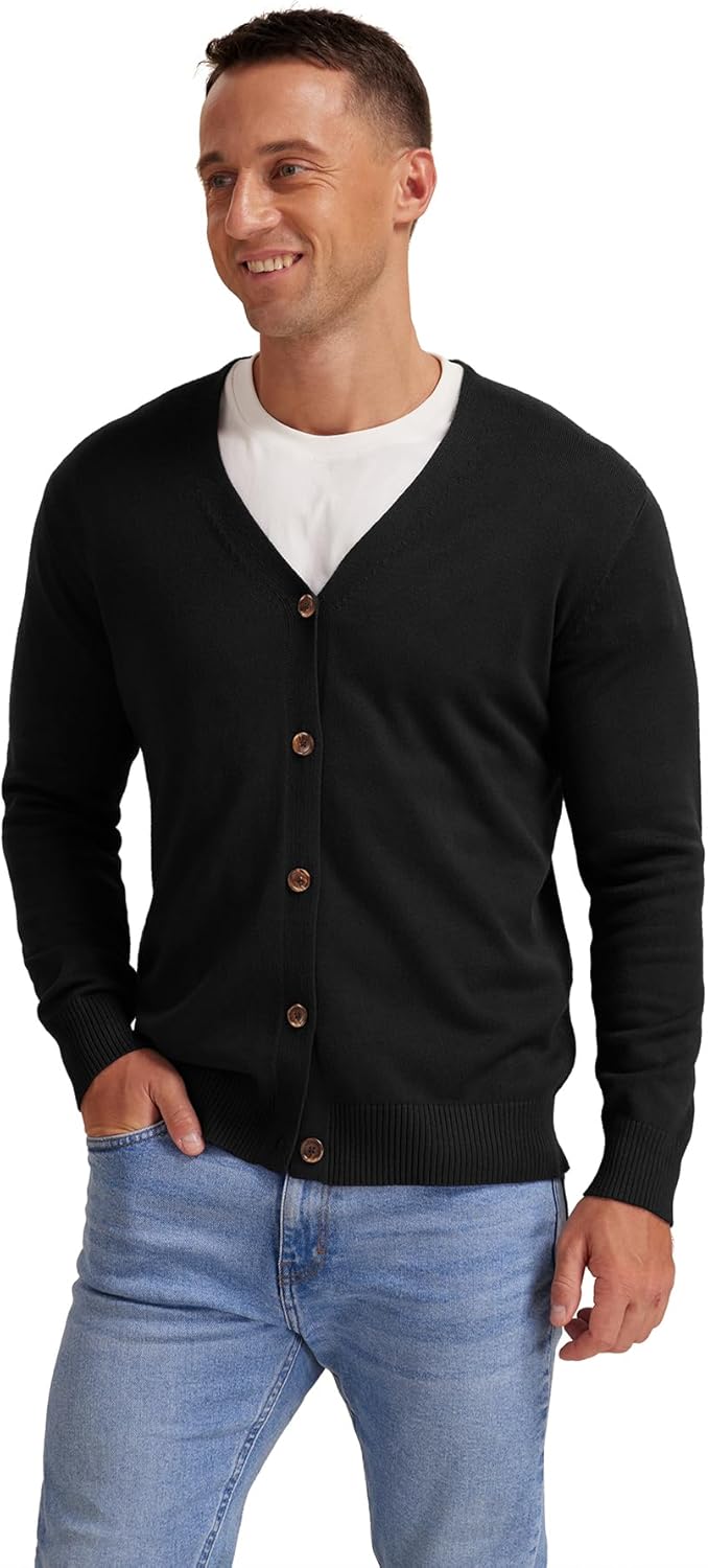NITAGUT Men's Vintage Striped Long Sleeve Cardigan Sweater with Button V Neck Knitted Sweaters - Image 4