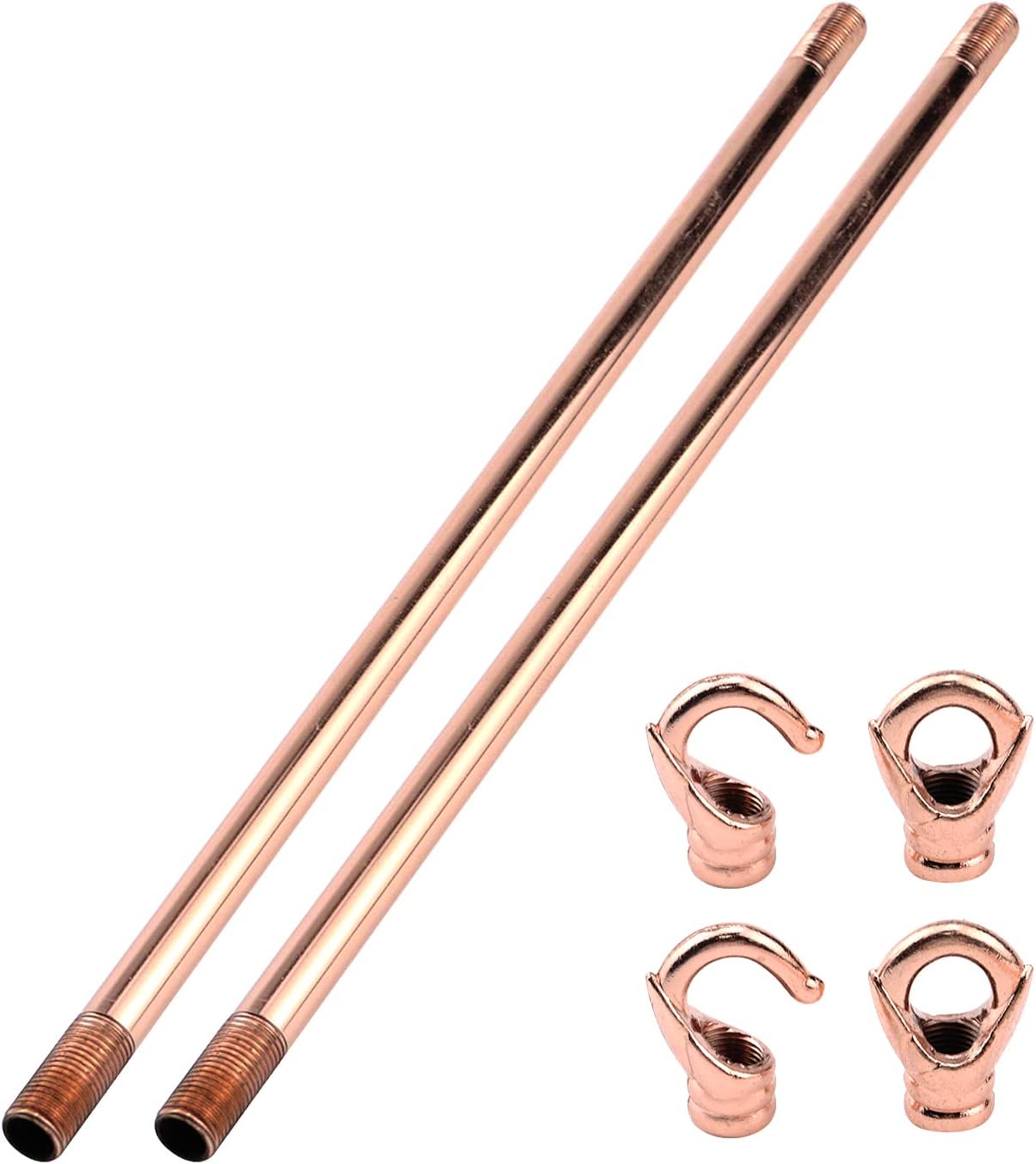 HEVSTIL 2Pack Lighting Fixture Downrods,Chandelier Ceiling Support Pendant Light Fixture Ceiling Light Support Rod with Hook for Pendant Light, Chandeliers,30CM Rose Gold
