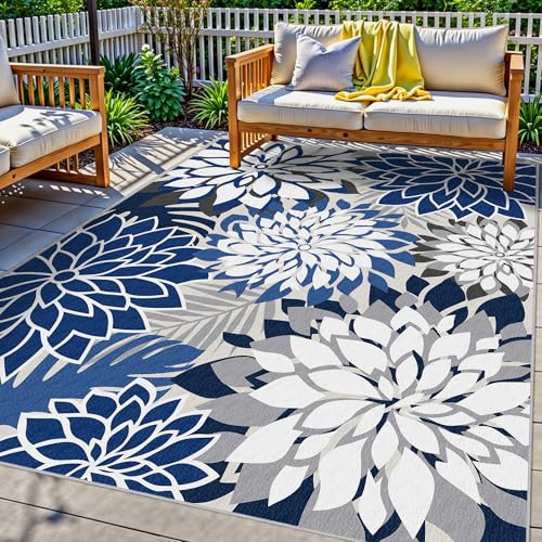 Washable Tropical Botanical Outdoor Rug