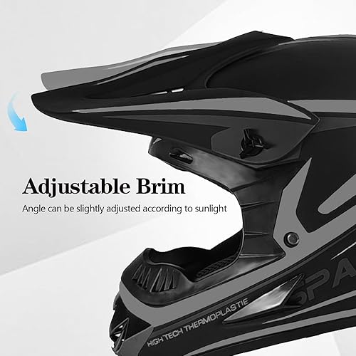 Miniatura 3 de Casco de motocross para niños y jóvenes, casco para adultos de ATV y bicicleta de tierra, casco de motocicleta de cara completa para BMX de 4 ruedas