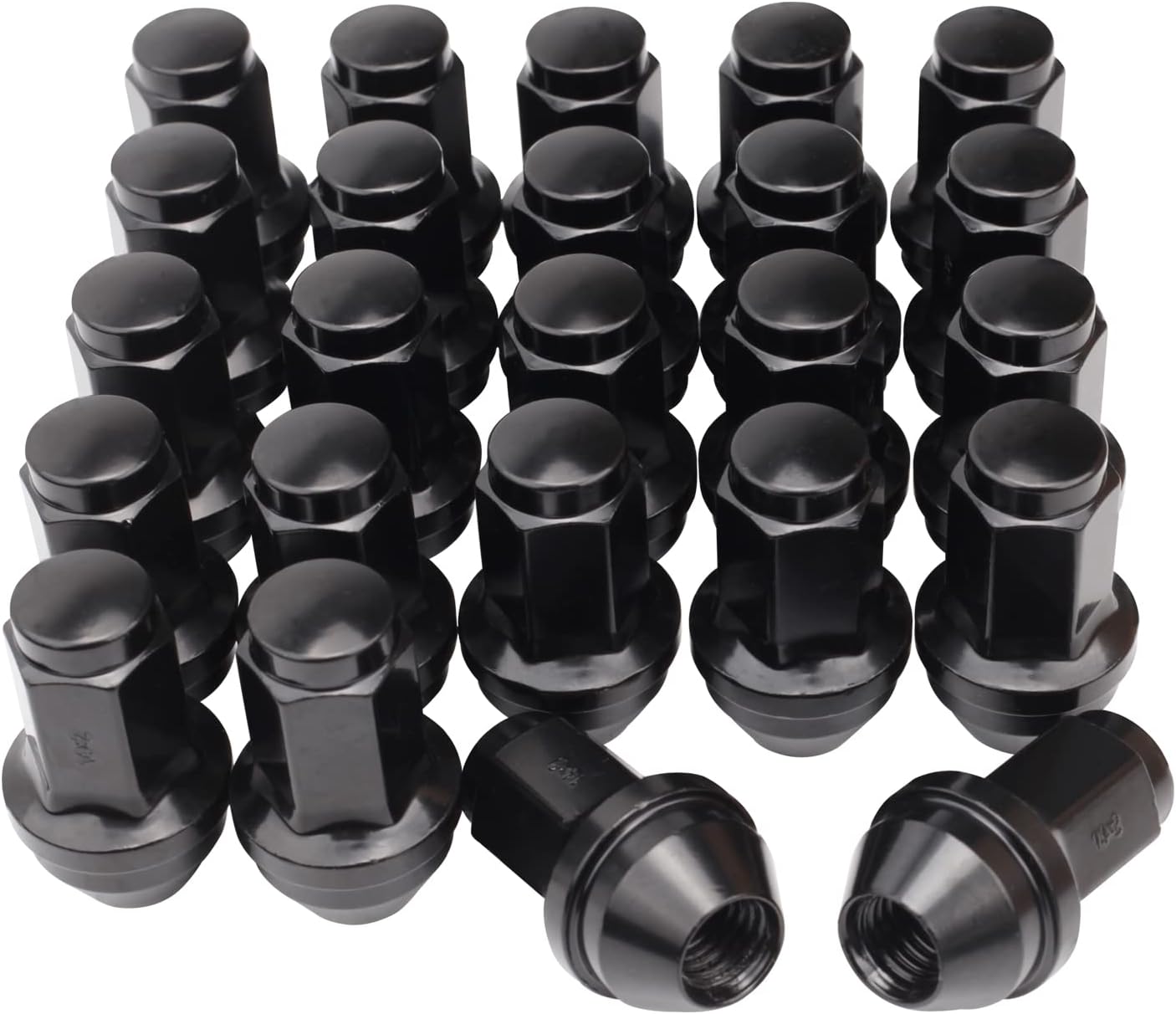 Set of 24, 14x2.0mm 13/16 Hex OEM Factory Style Large Acorn Seat Lug Nuts for 2001-2014 F150 Expedition Navigator Factory Wheels Large Acorn Seat, Black