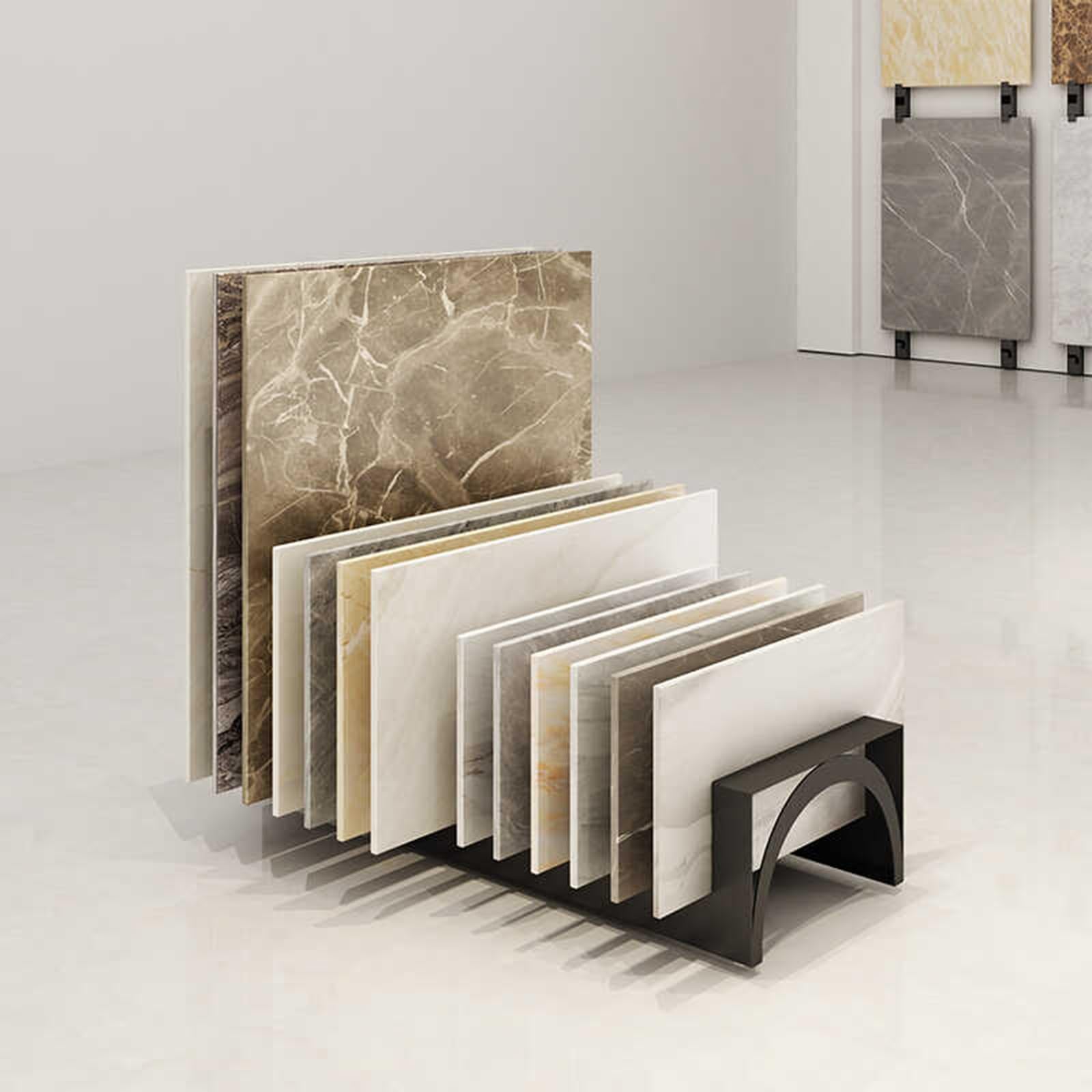 Metal Ceramic Tile Display Rack,14-Tier Wooden Tile Sample Storage Rack, Floor Tile Display Stand,Ceramic Sample Display Rack,Building Material Display Shelf, Floor Sample Holder for Exhibition Halls