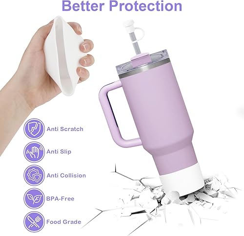 Miniatura 5 de 8 fundas de popote para Stanley Cup de 40 onzas, 30 onzas, H1.0 H2.0, incluye 2 fundas de silicona, 2 tapas de pajilla, 2 tapones de tapa redonda y