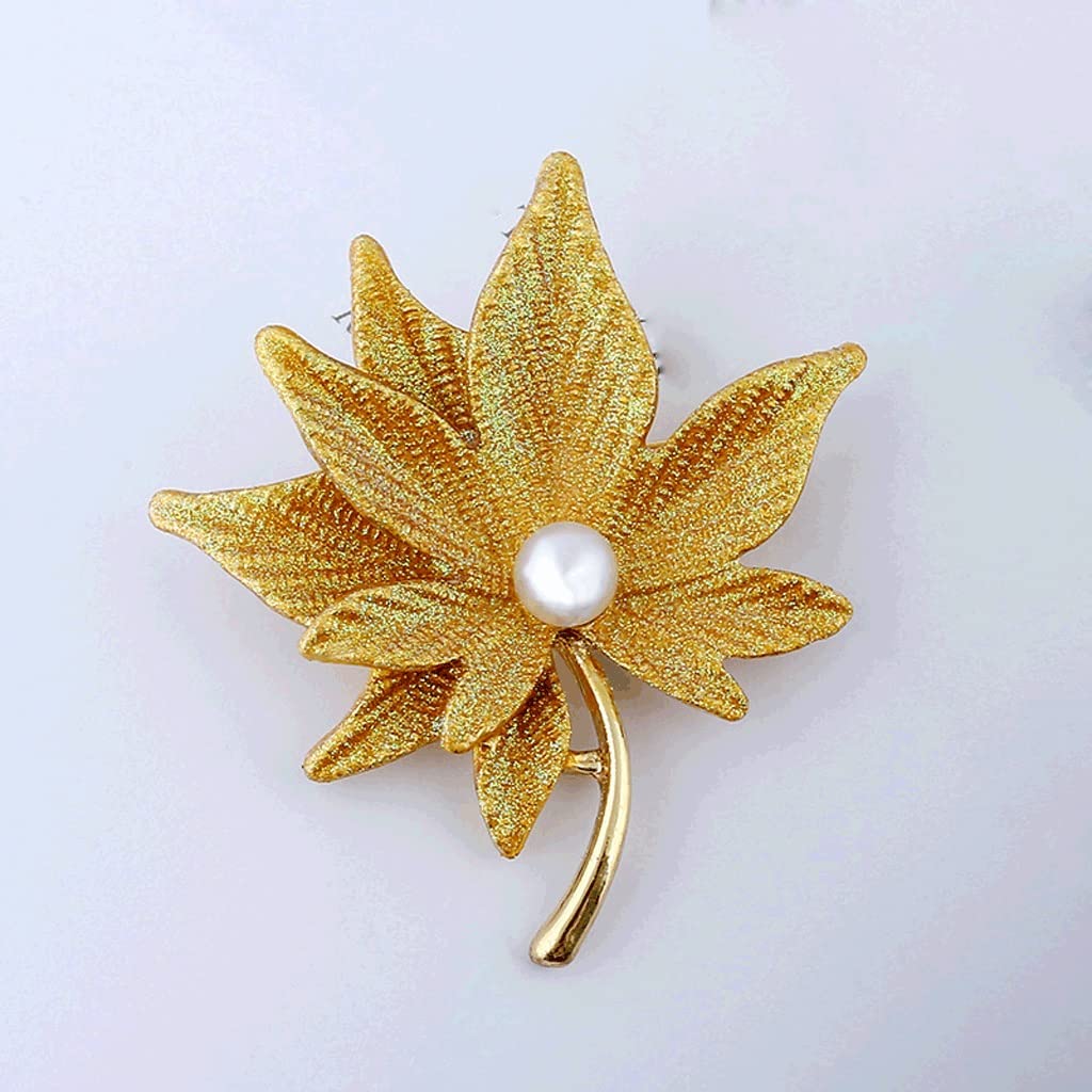 Brosche Double Maple Leaf Pearl Kleidung Pin Damen Blazer Corsage Zubehör