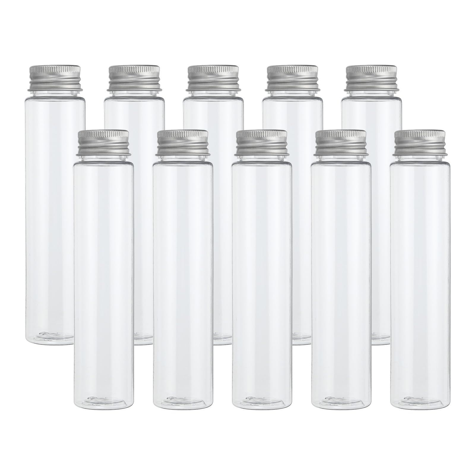 PATIKIL Tuby testowe 110 ml, 60 szt. 5,91 x 1,34 cala przezroczyste plastikowe pojemniki z płaskim dnem nasadki koraliki, cukierki, sól do kąpieli, eksperymenty naukowe, rozmnażanie roślin, srebro