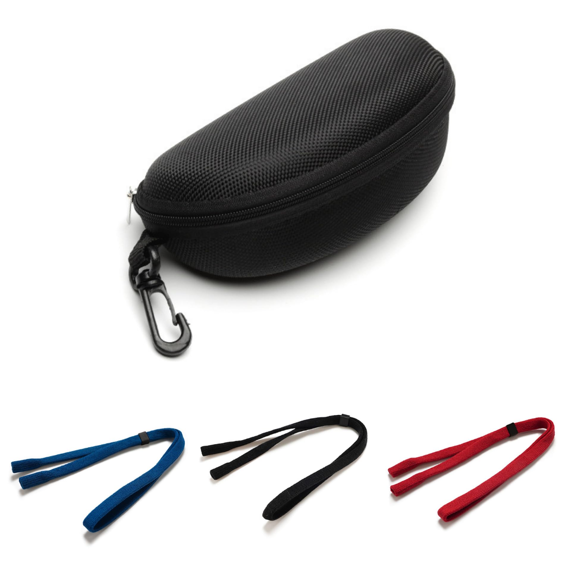 dynamoll Estuche + Correas: Protección para Tus Gafas de Sol, Graduadas o de Lectura. Funda Semi Rígida con Mosquetón para Seguridad de tus Lentes, 3 Correas Ajustables Antideslizante para Hombre, Mujer y Niño
